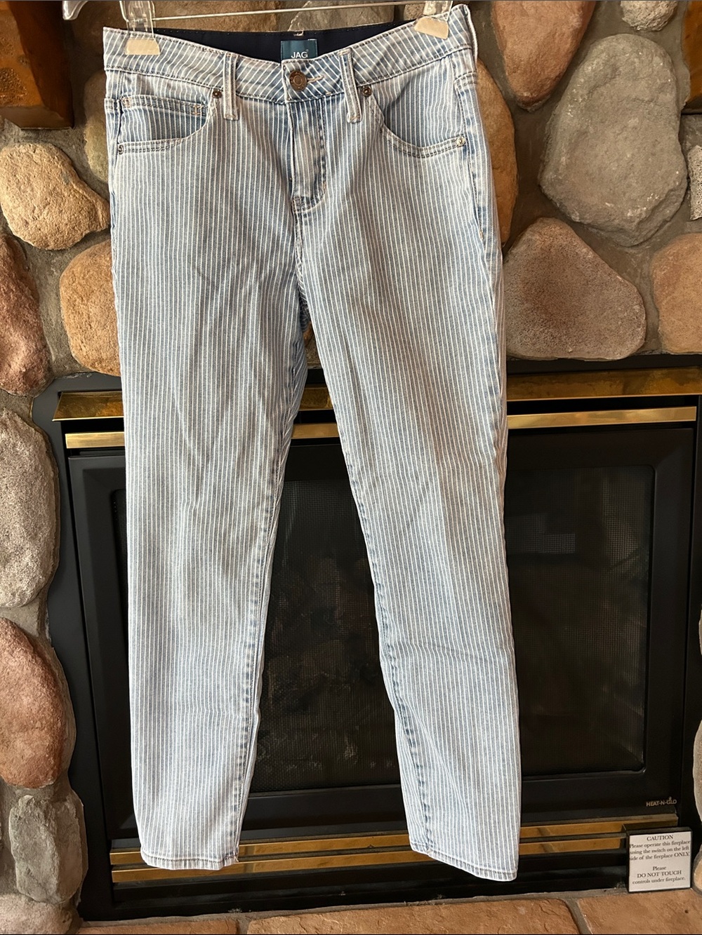 Jag Jeans Cecelia Striped Skinny Ankle Jeans, Size 4/27